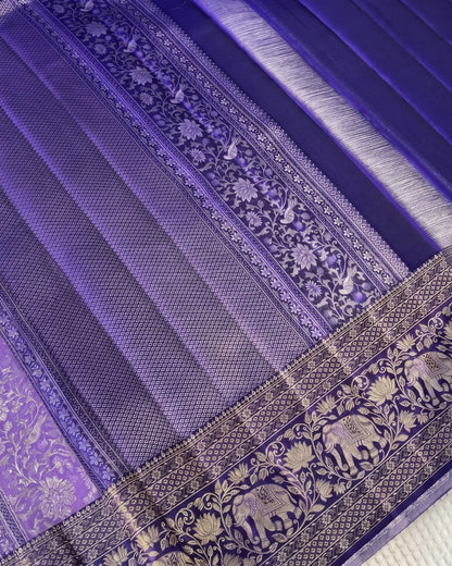 Pari - Lavender Royal Elephant Banarasi Saree