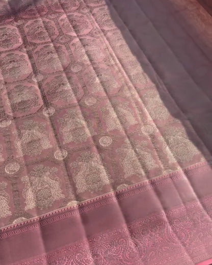 Jemisha - Dusty Mauve Antique Gold Woven Saree