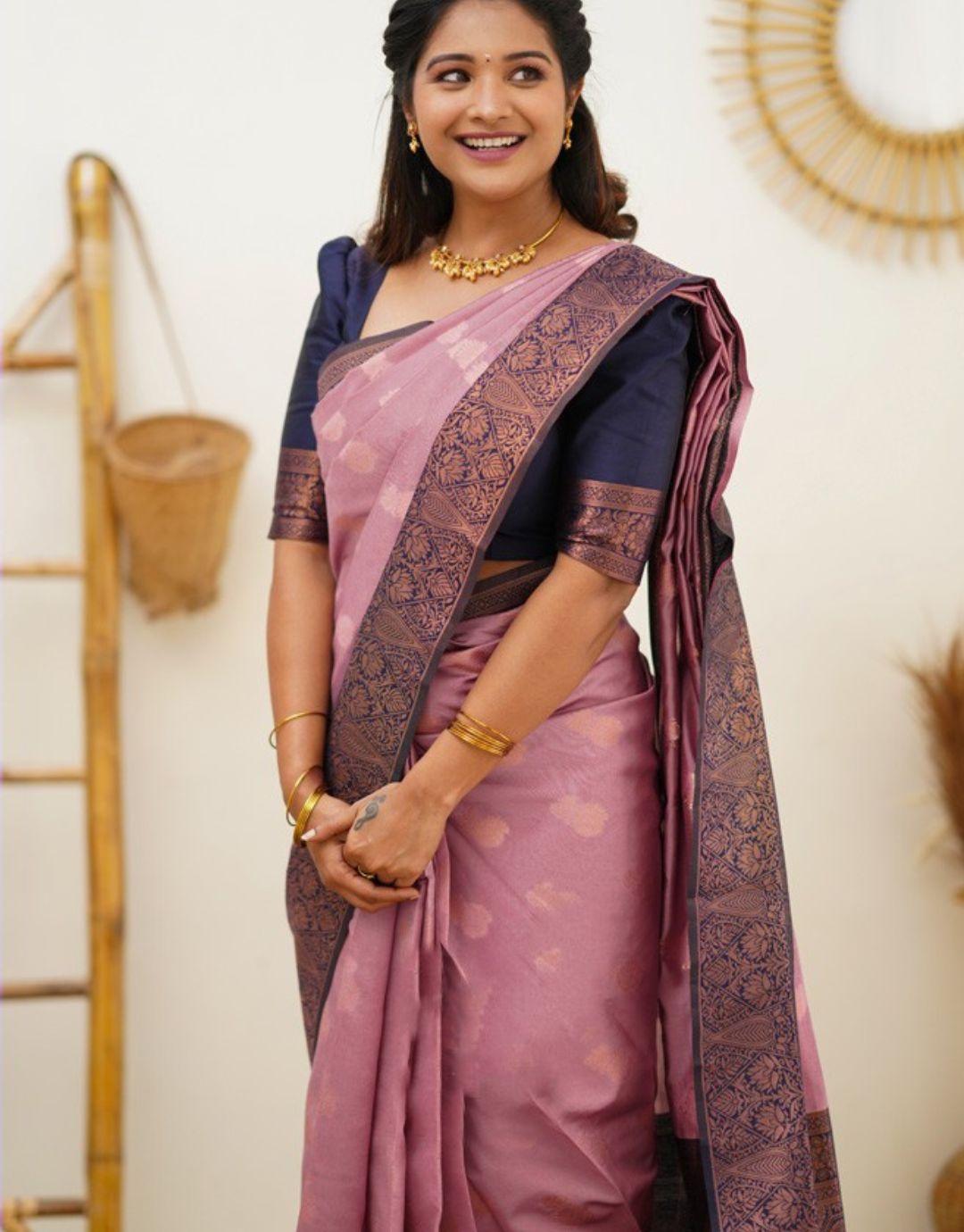 Kriti Dusty Rose Soft Silk Saree