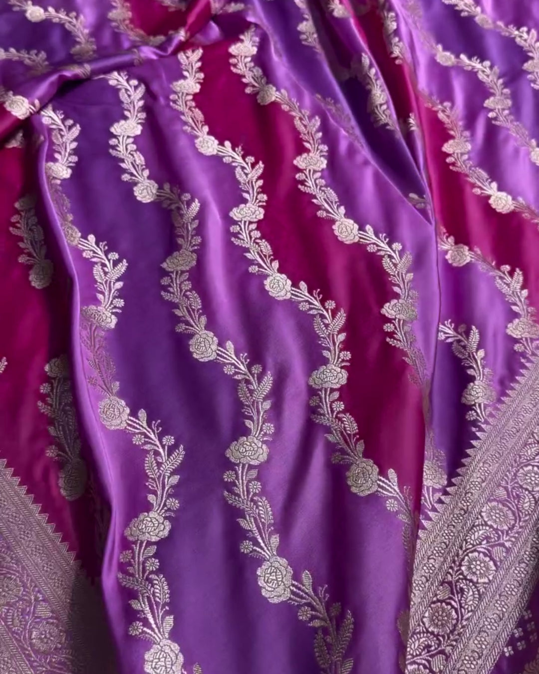 Varnika - Royal Purple Floral Banarasi Saree