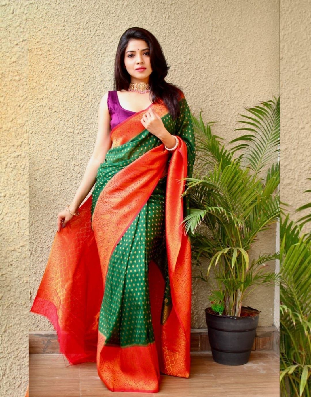 Geetanjali Green Banarasi Silk Saree