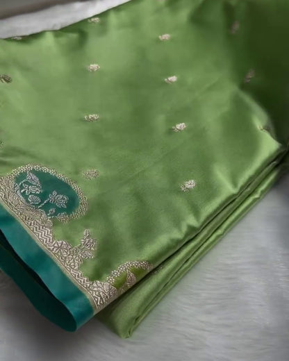 Kavya - Elegant Green Banarasi Silk Saree