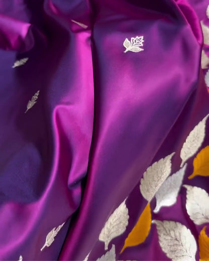 Samira - Rich Purple Satin Finish Soft Silk Saree