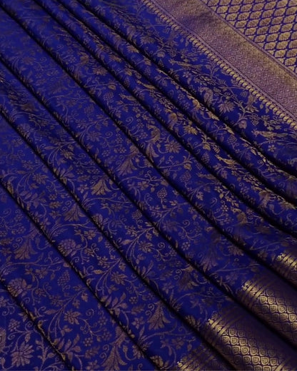 Megha - Royal Blue Banarasi Silk Blend Saree