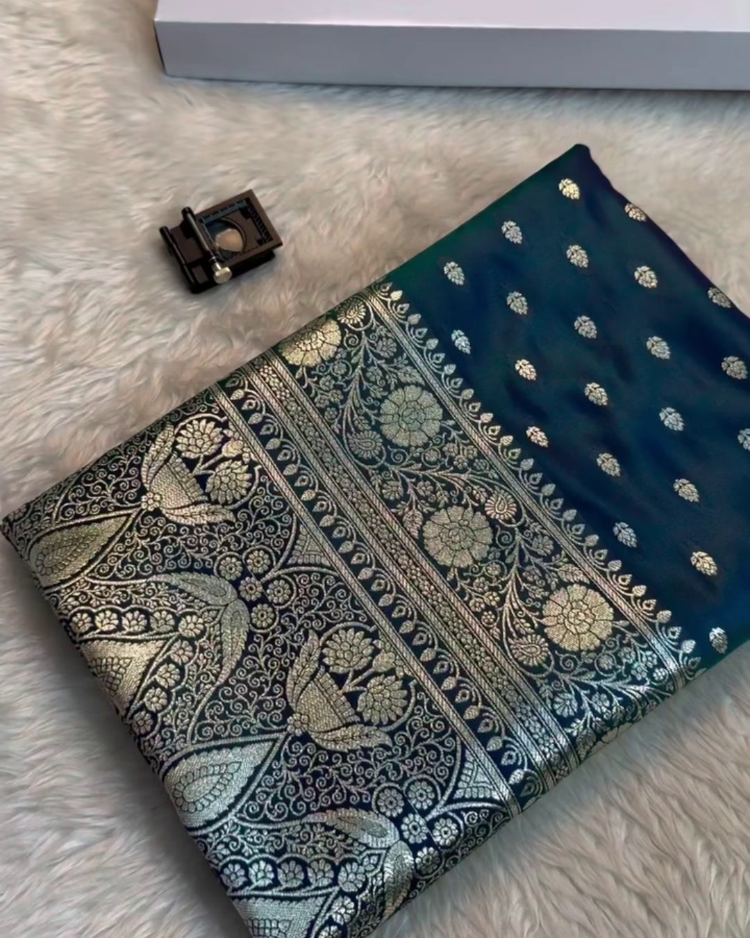 Vaidehi - Navy Floral Heritage Silk Saree