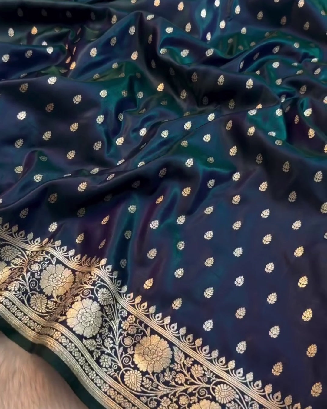 Vaidehi - Navy Floral Heritage Silk Saree
