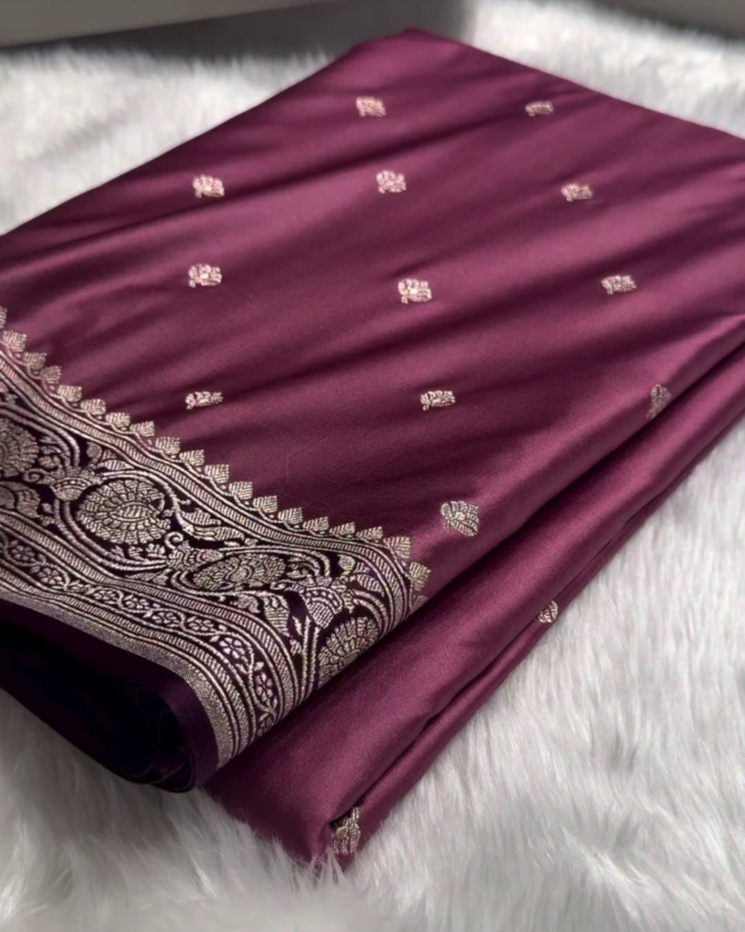 Zarna - Wine Purple Banarasi Soft Silk Saree