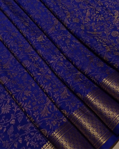 Megha - Royal Blue Banarasi Silk Blend Saree