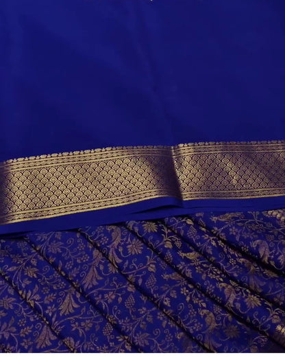 Megha - Royal Blue Banarasi Silk Blend Saree