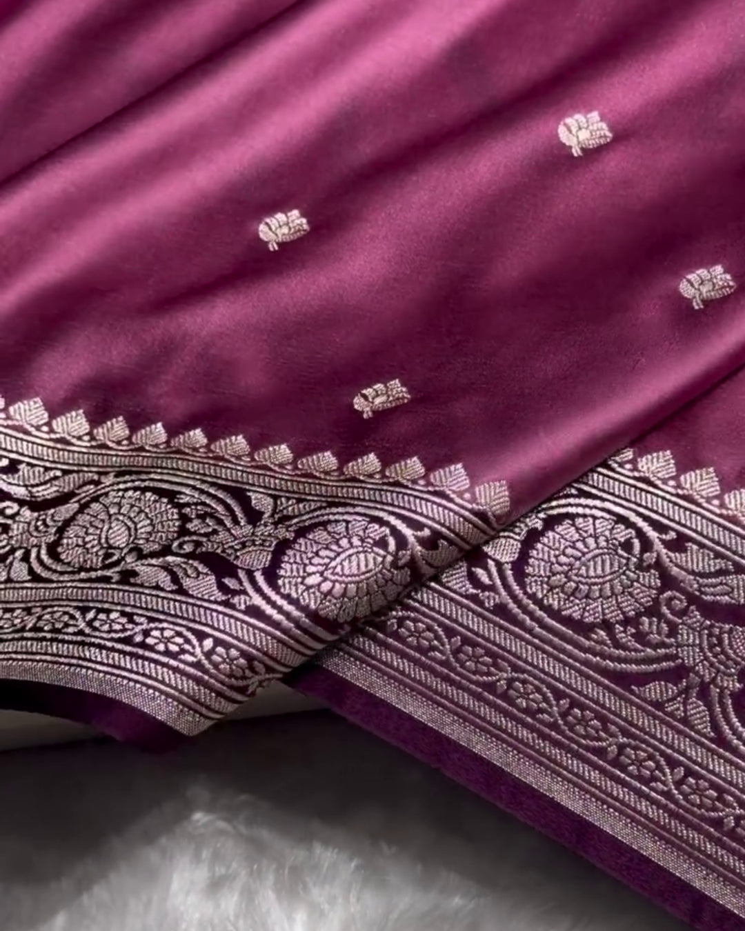 Zarna - Wine Purple Banarasi Soft Silk Saree