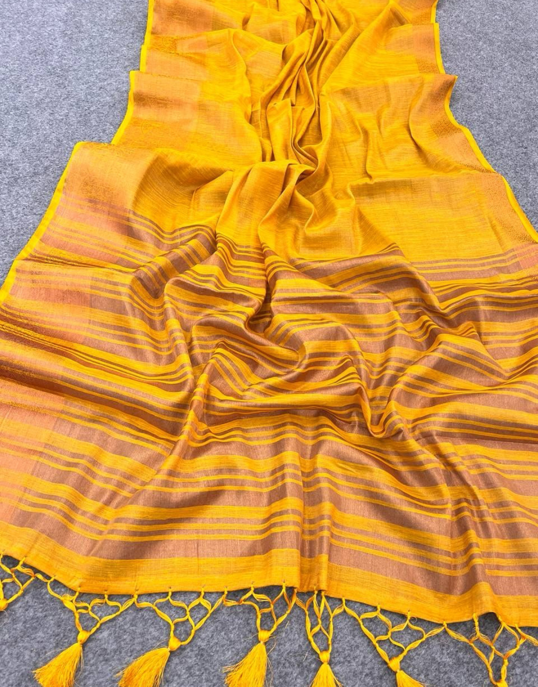 Anjali Yellow Linen Silk Saree