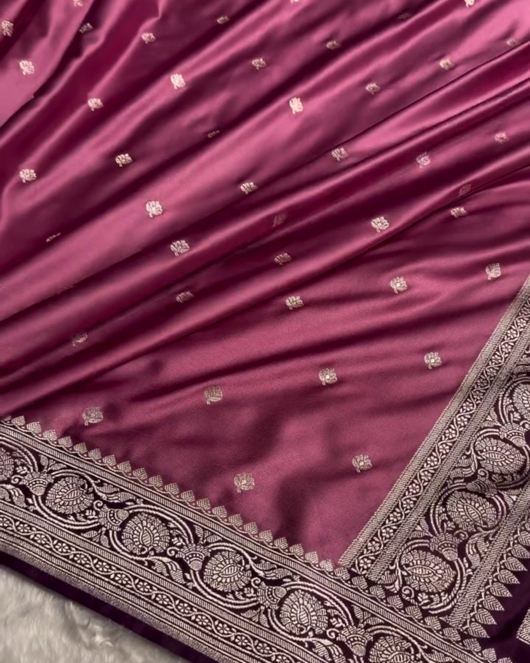 Zarna - Wine Purple Banarasi Soft Silk Saree