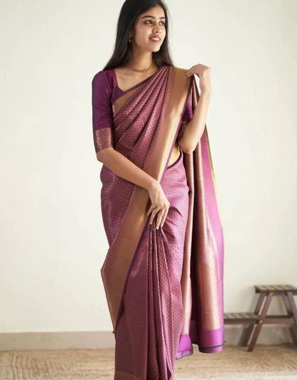 Charmi Light Burgundy Soft Silk Saree