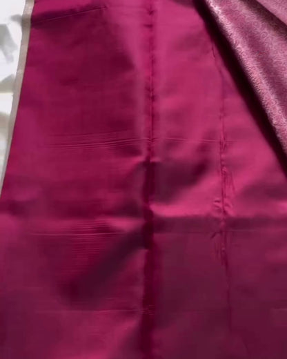 Tanaya - Gold Silk Saree with Rani Pink Brocade Border