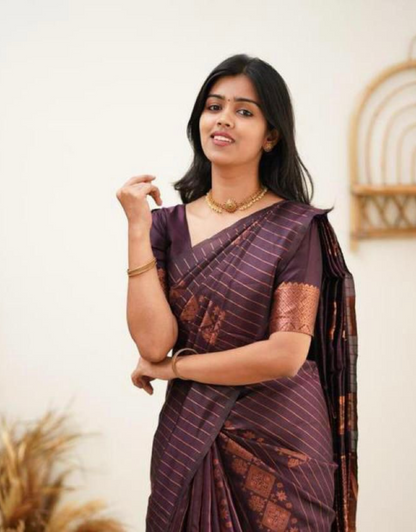 Jaya Purple Soft Silk Saree With Gorgeous Blouse Piece