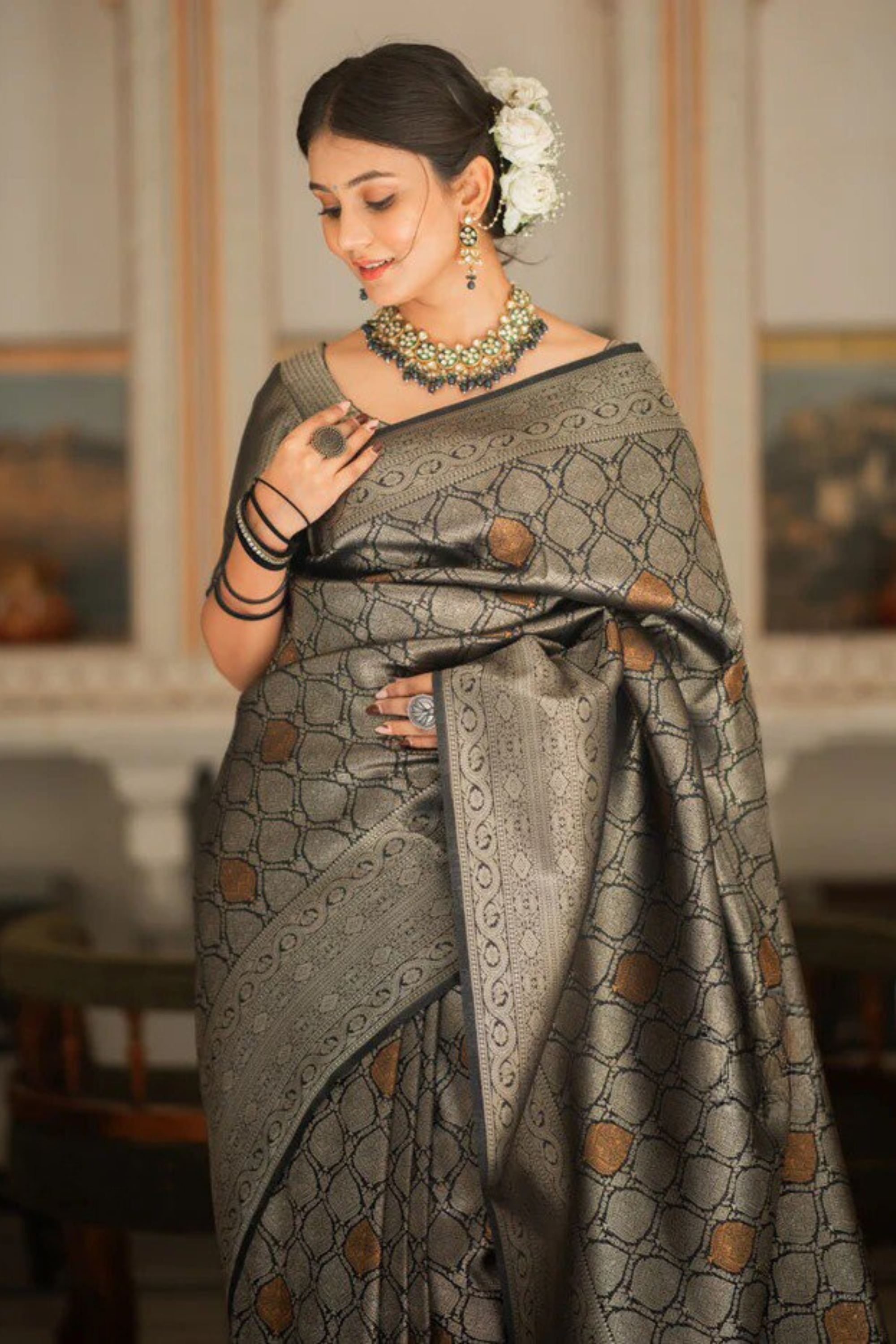 Blush Gleam - Lilac - Banarasi Silk Saree