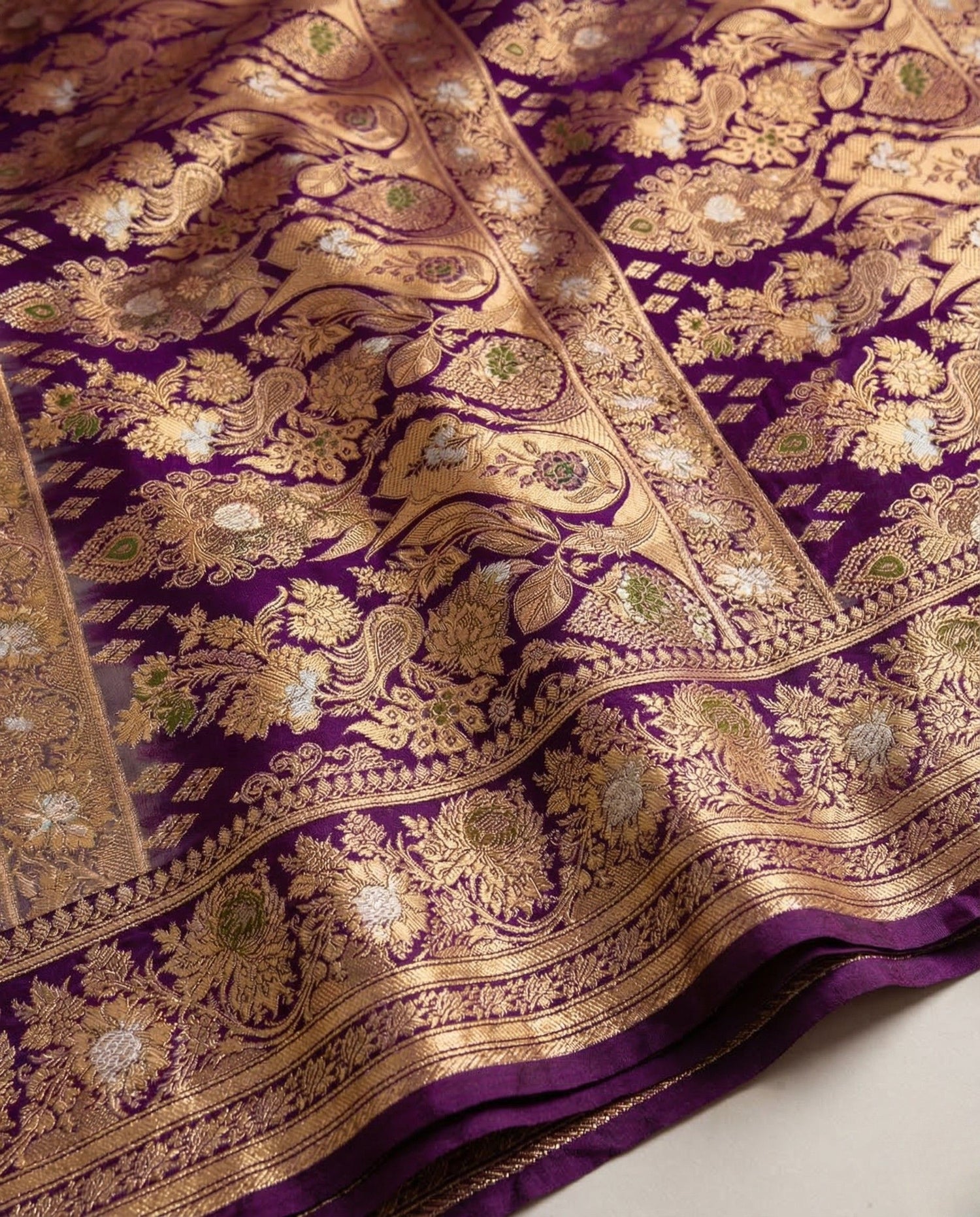 Vidhatri - Purple Banarasi Pure Mashru Satin Silk Saree With Rich Zari Jaal