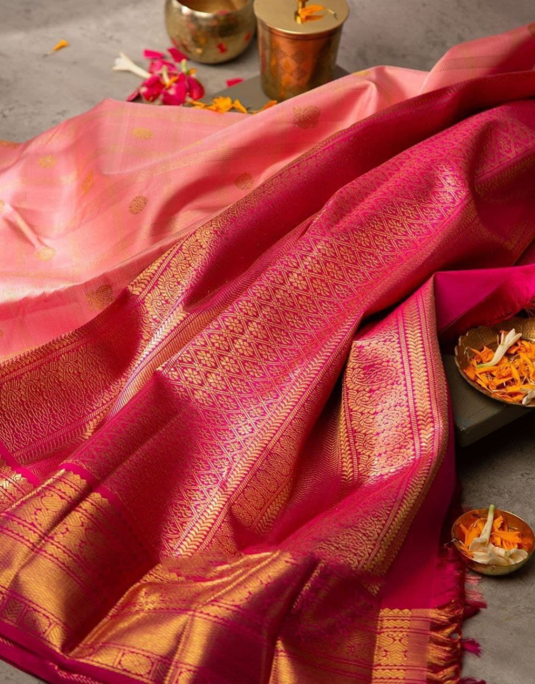 Kirti Dark Peach Kanchipuram Saree