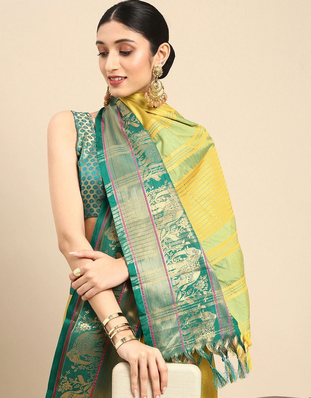 Bansi Lemon Cotton Silk Saree