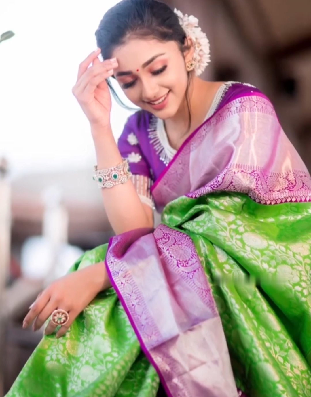 Anupama Green Kanchipuram Silk Saree With Attractive Blouse