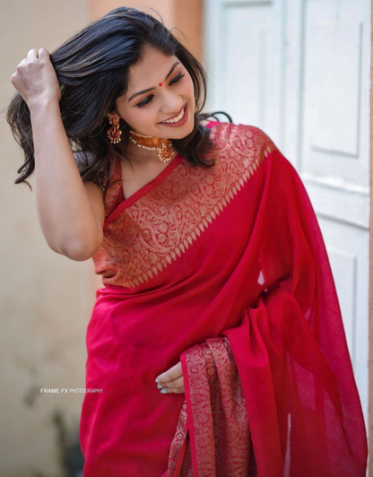 Shreya Red Soft Silk Saree