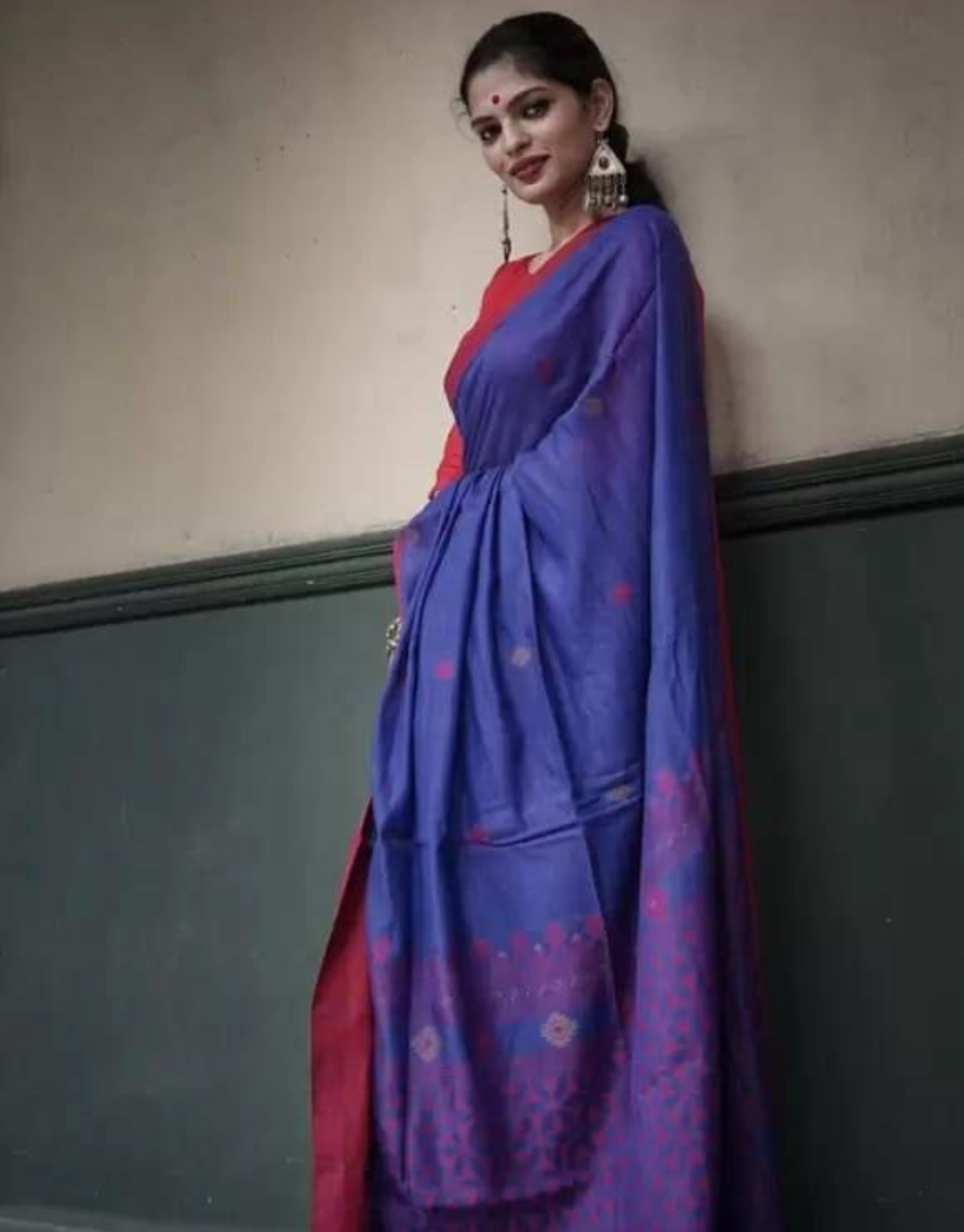 Janvi Blue Manipuri Cotton Silk Saree