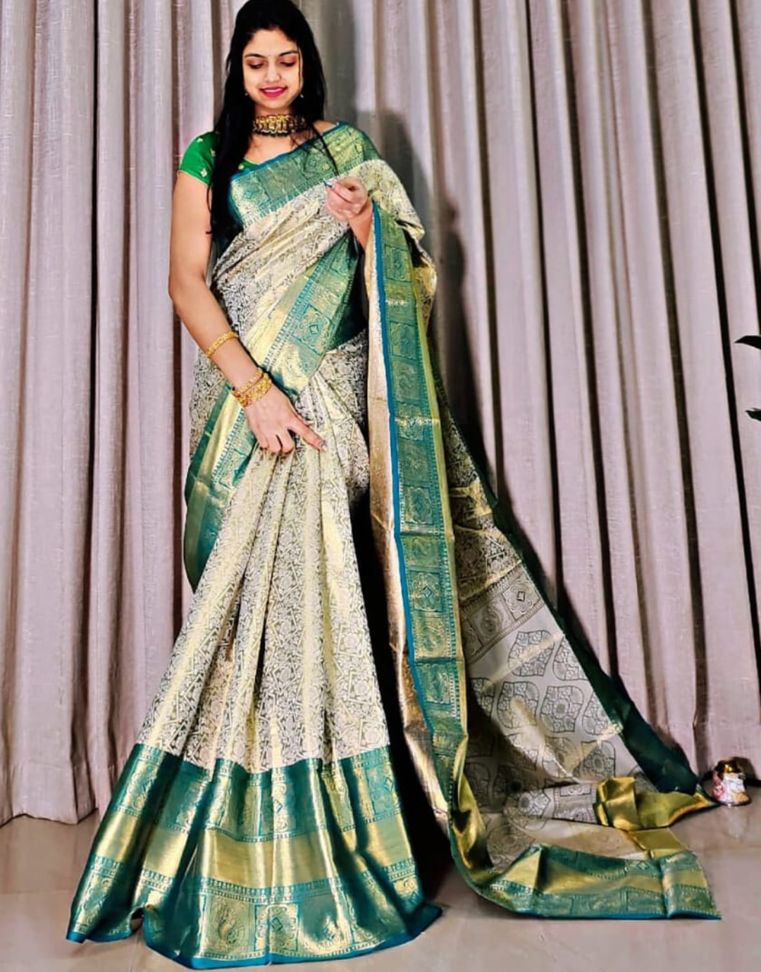 Neha Sea Green Kanchipuram Soft Silk Saree