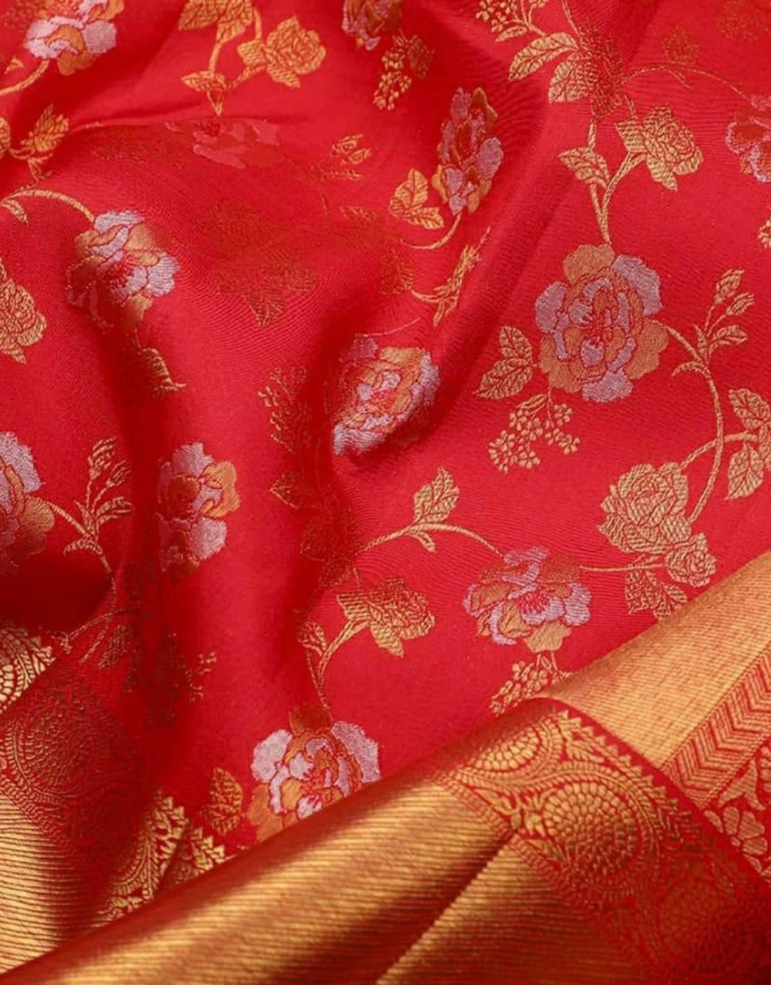 Selena Red Lichi Silk Saree