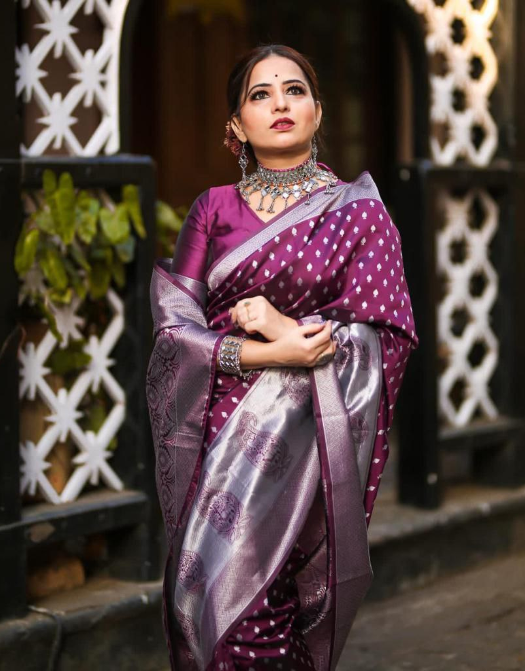 Rupa Purple Banarasi saree