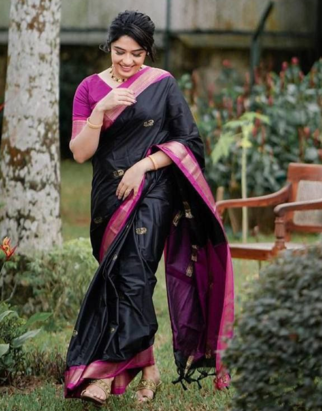 Pooja Black Soft Silk Saree