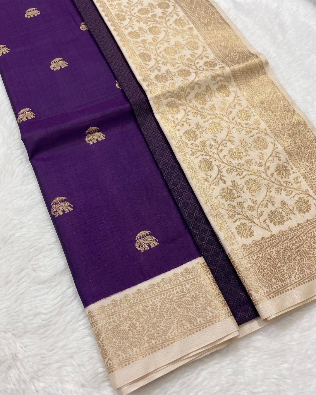 Viha - Royal Purple Traditional Silk Blend Saree