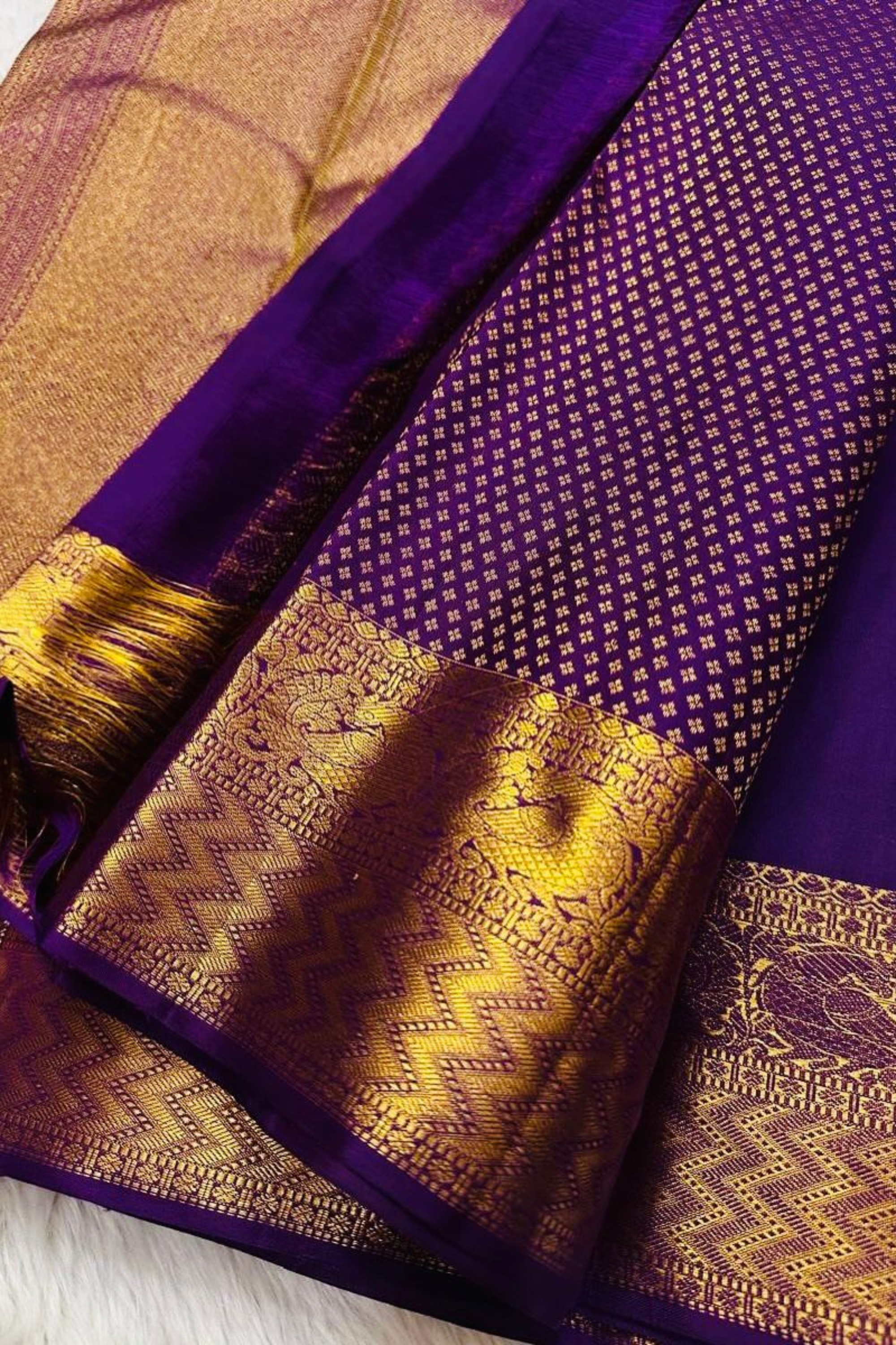 Dazzling Brocade - Purple Banarasi Soft Silk Saree