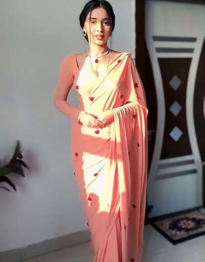 Vena Peach Ready To Wear Saree