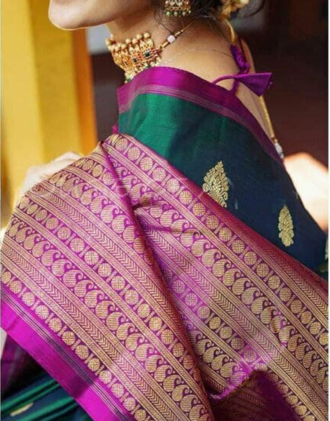 Ritika Gable Green Kanchipuram Silk Saree With Attractive Blouse