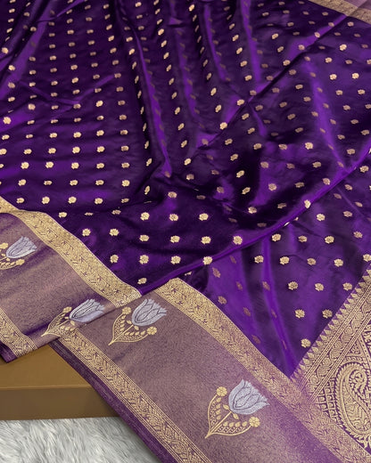 Varni - Royal Purple Zari Blossom Saree