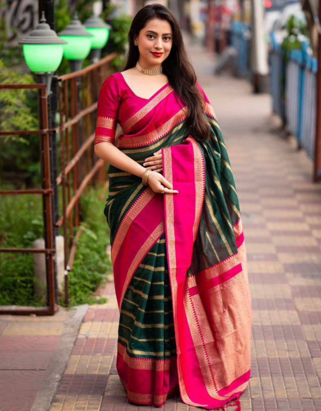 Kitty Green Soft Silk Saree