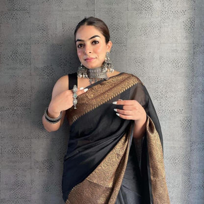 Shreya Black Soft Silk Saree