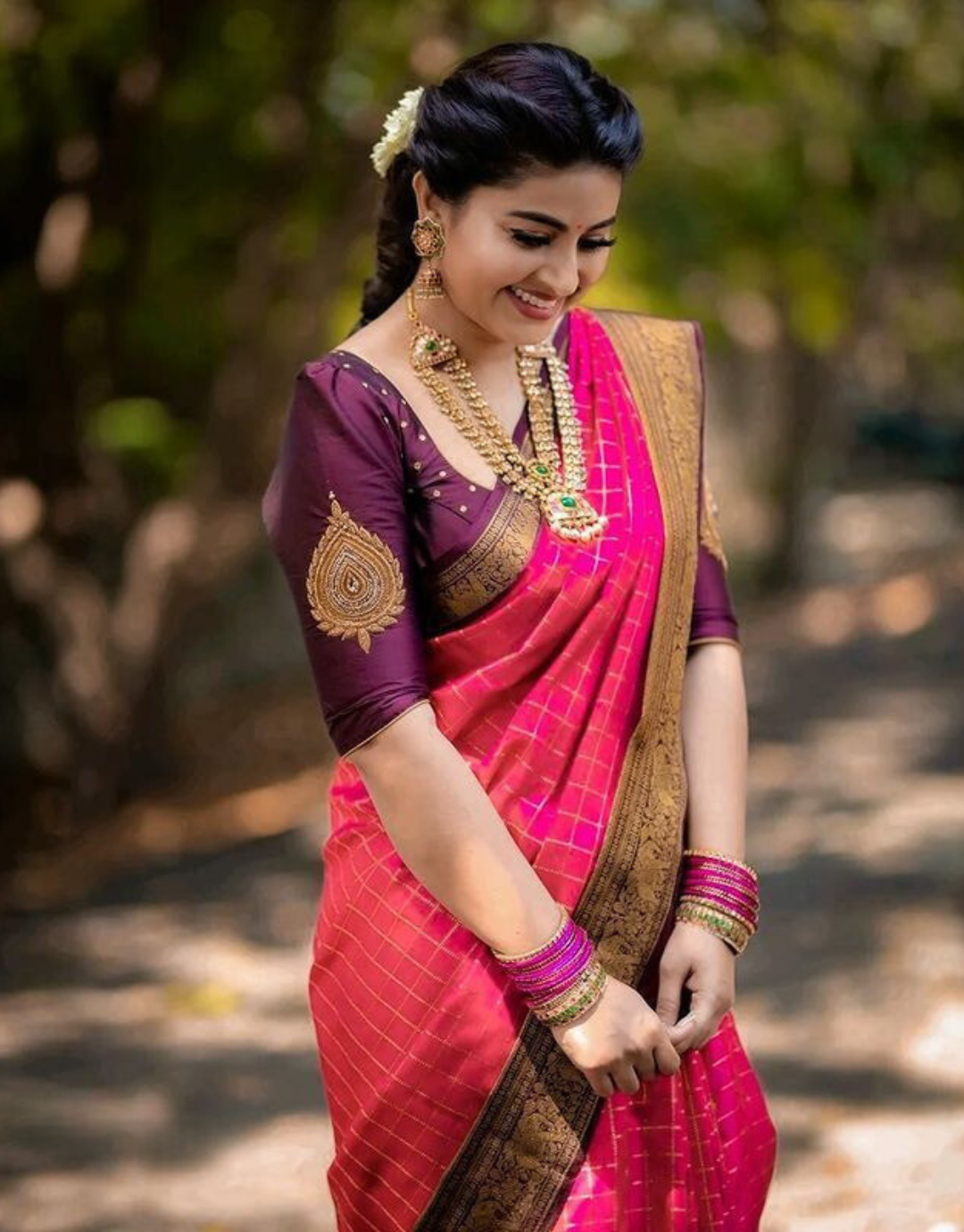 Jenilia DarkPink Silk Saree