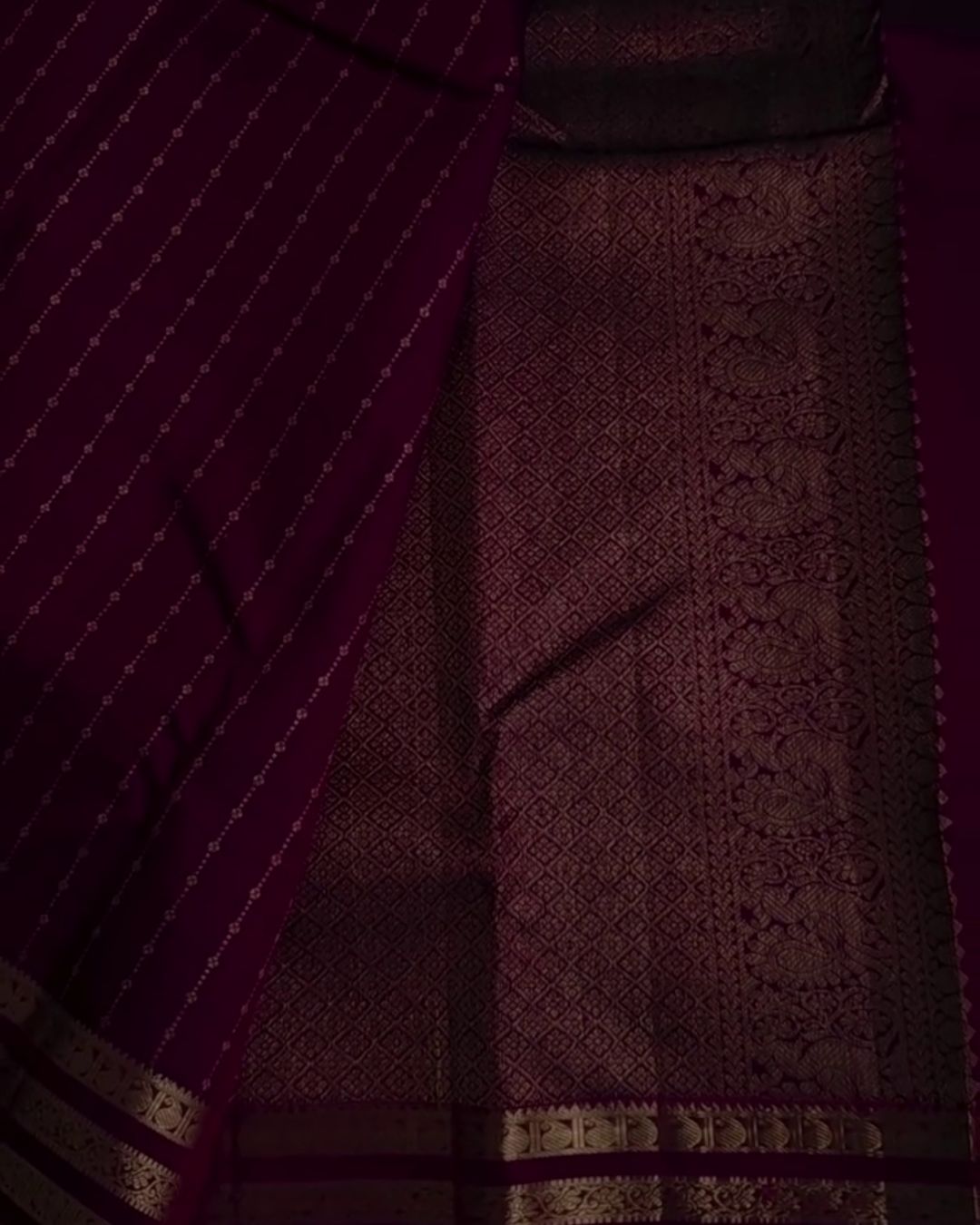 Ela - Wine Soft Silk Saree with Zari Butti Border