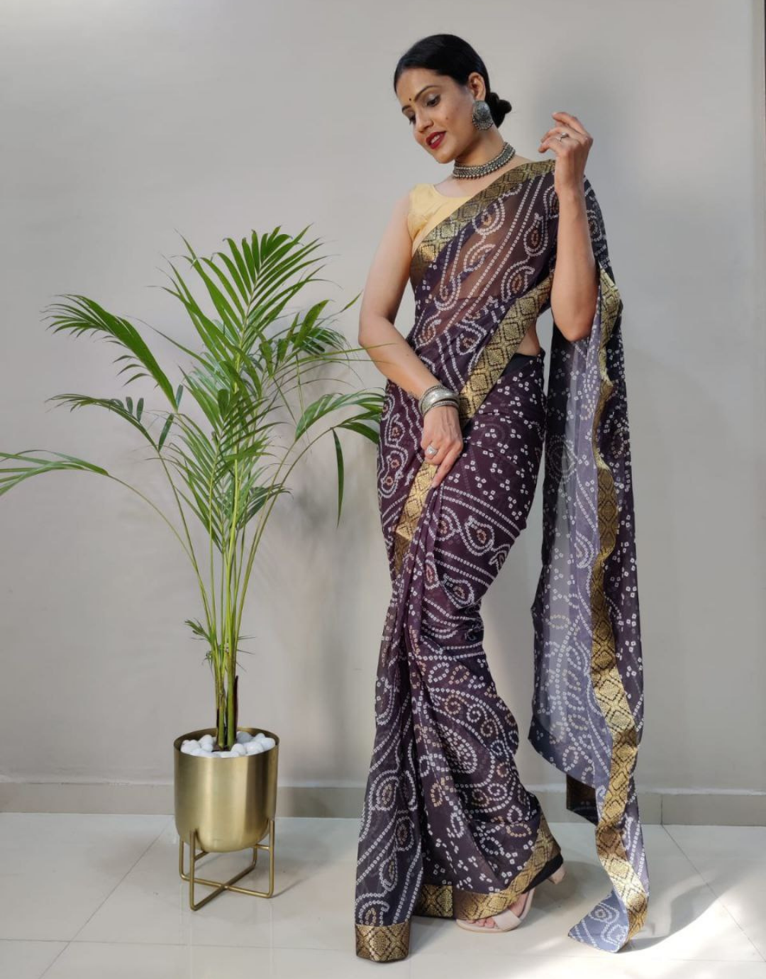 Riya Black Just One Minute Ready To Wear Soft Silk Saree