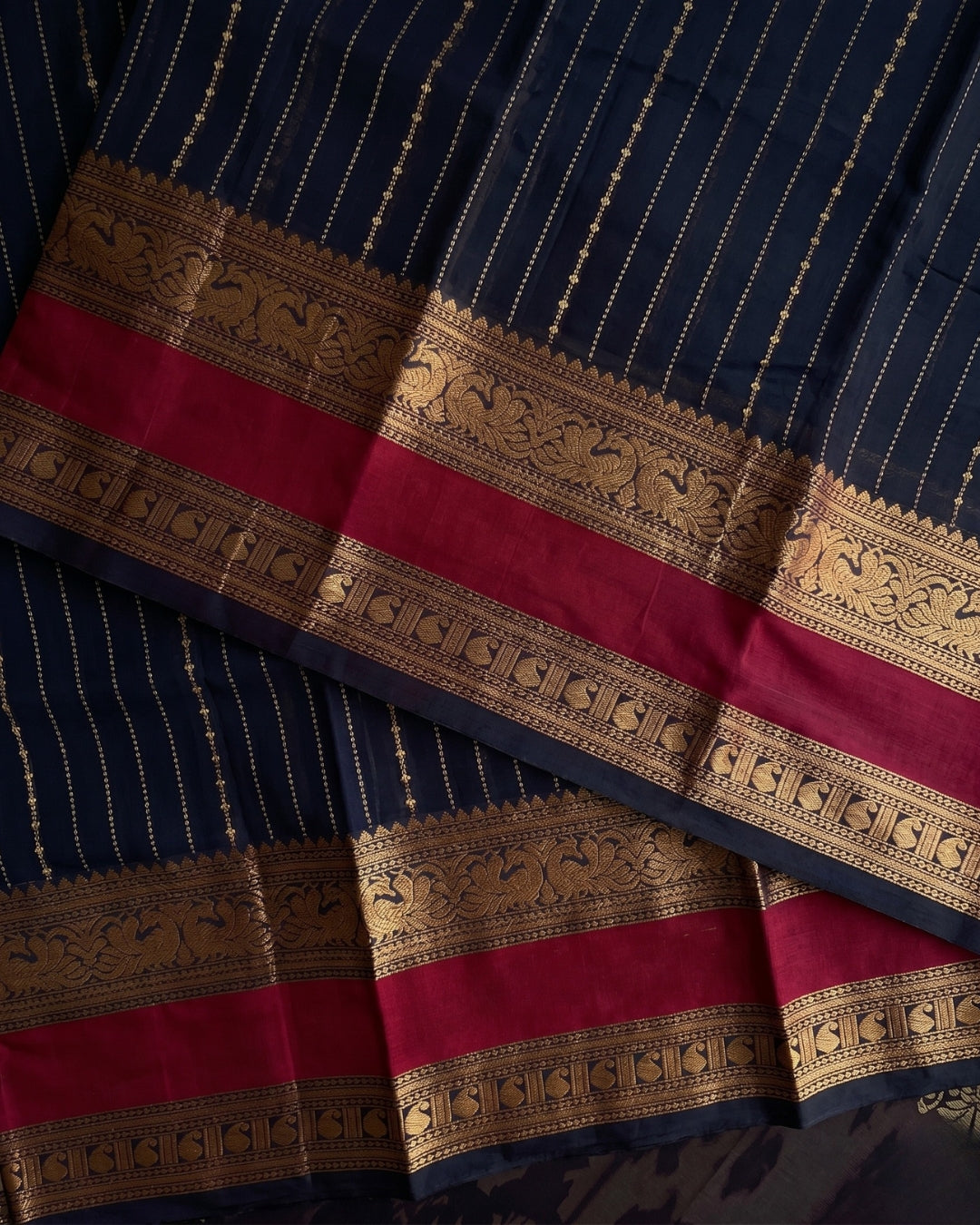 Varnika - Royal Navy Banarasi Border Saree