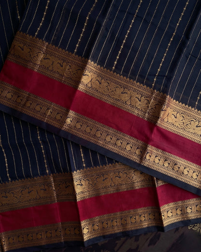 Varnika - Royal Navy Banarasi Border Saree