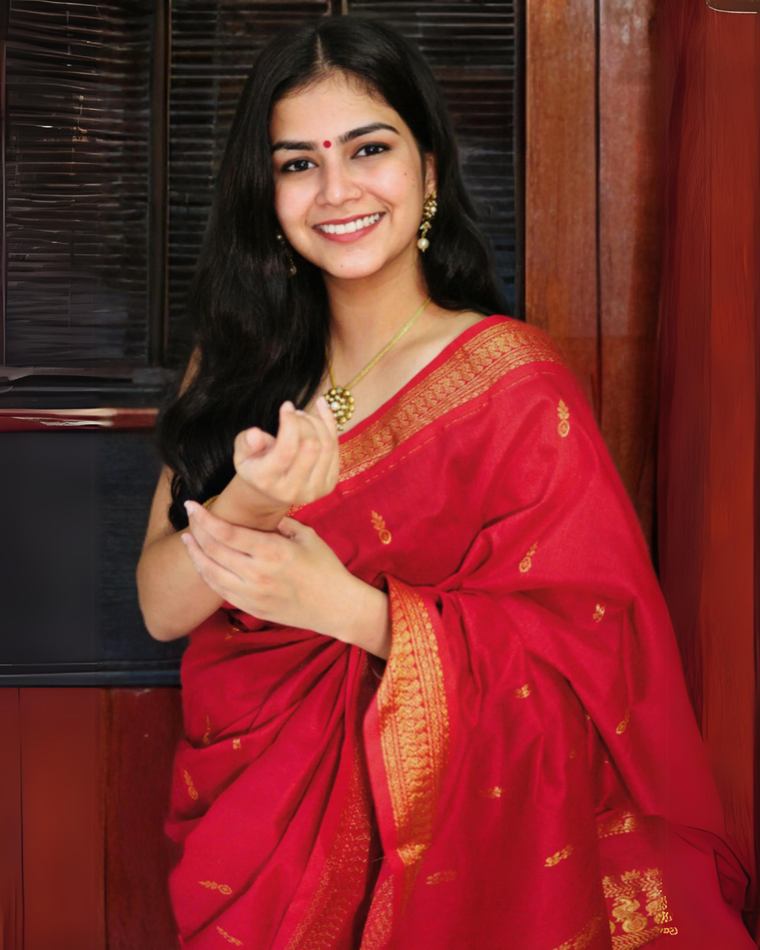 Rajvalli - Royal Red Elegance Handloom Silk Cotton