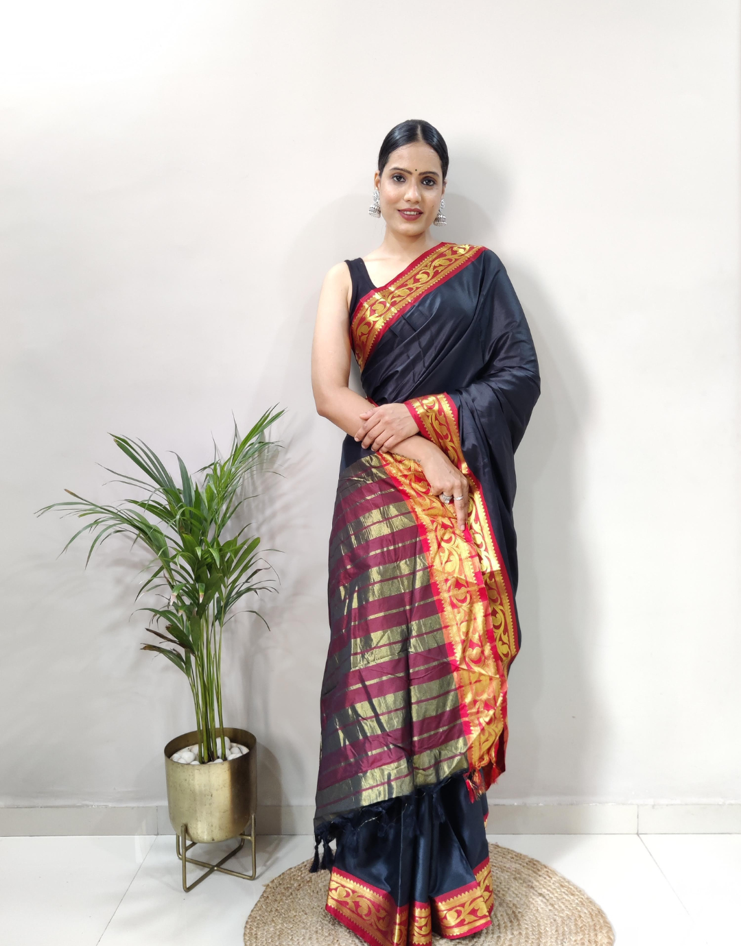 Preeti Black Soft Silk Saree