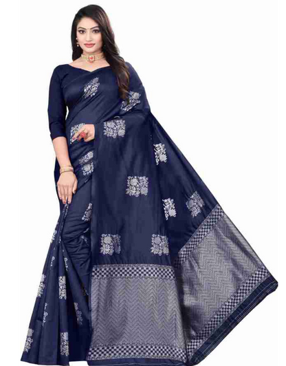 Eva Navyblue Soft Silk Saree