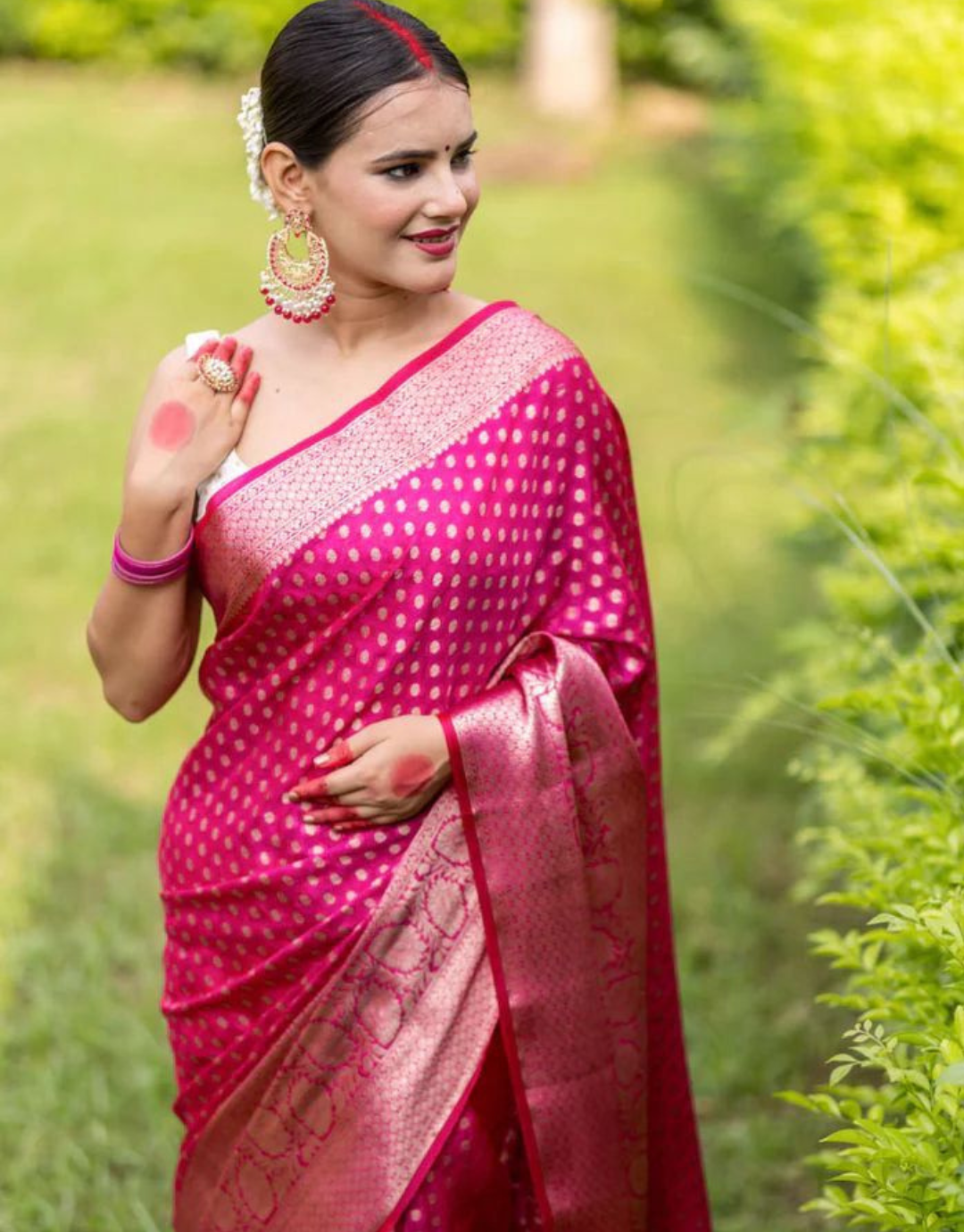 Krushna Pink Banarasi Silk Saree