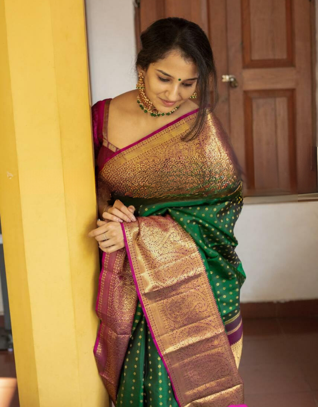 Malni Green Kanchipuram saree