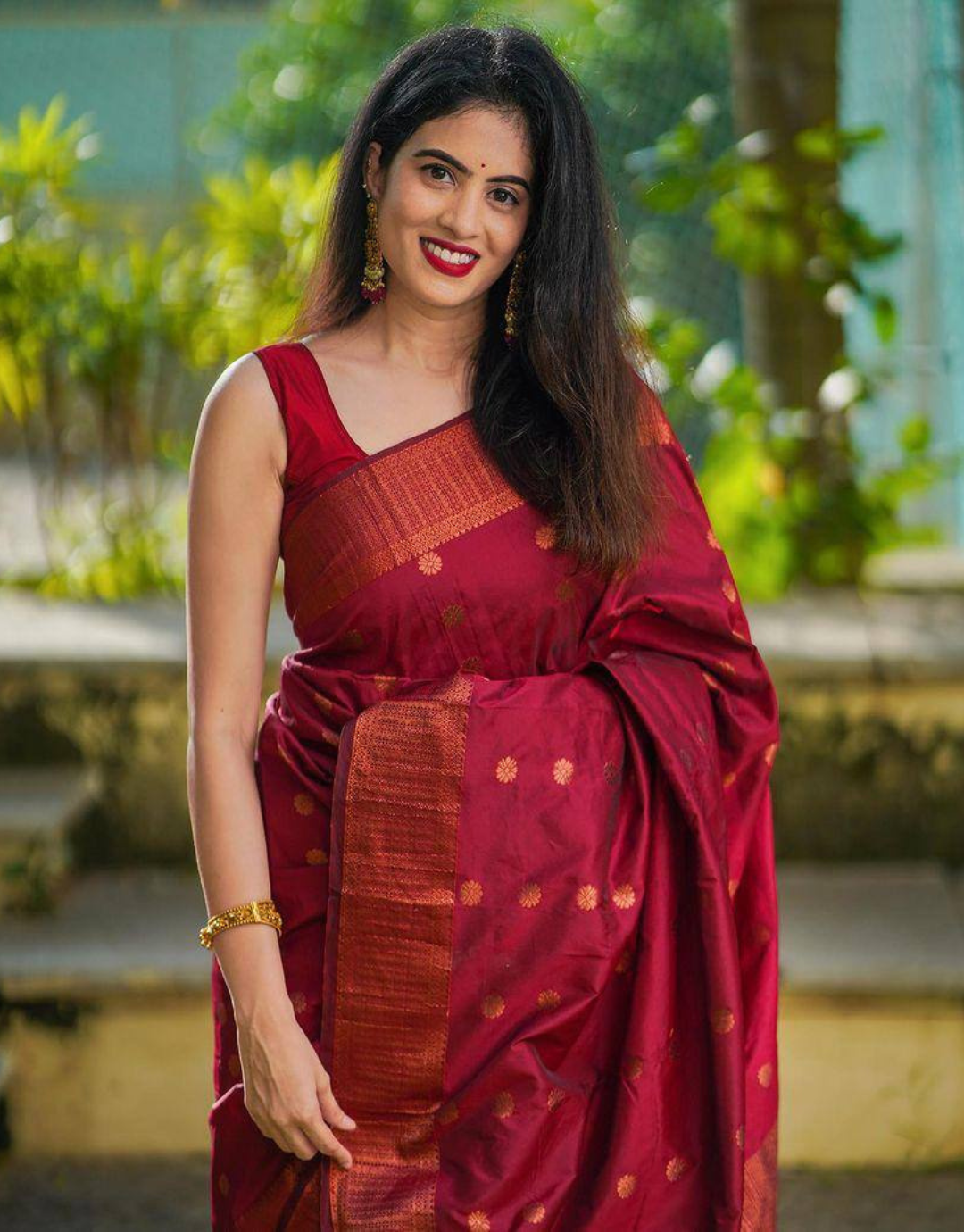 Paru Maroon Soft Silk Saree