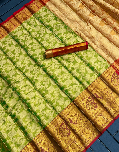 Jinita Pista Green Kanchipuram Silk Saree