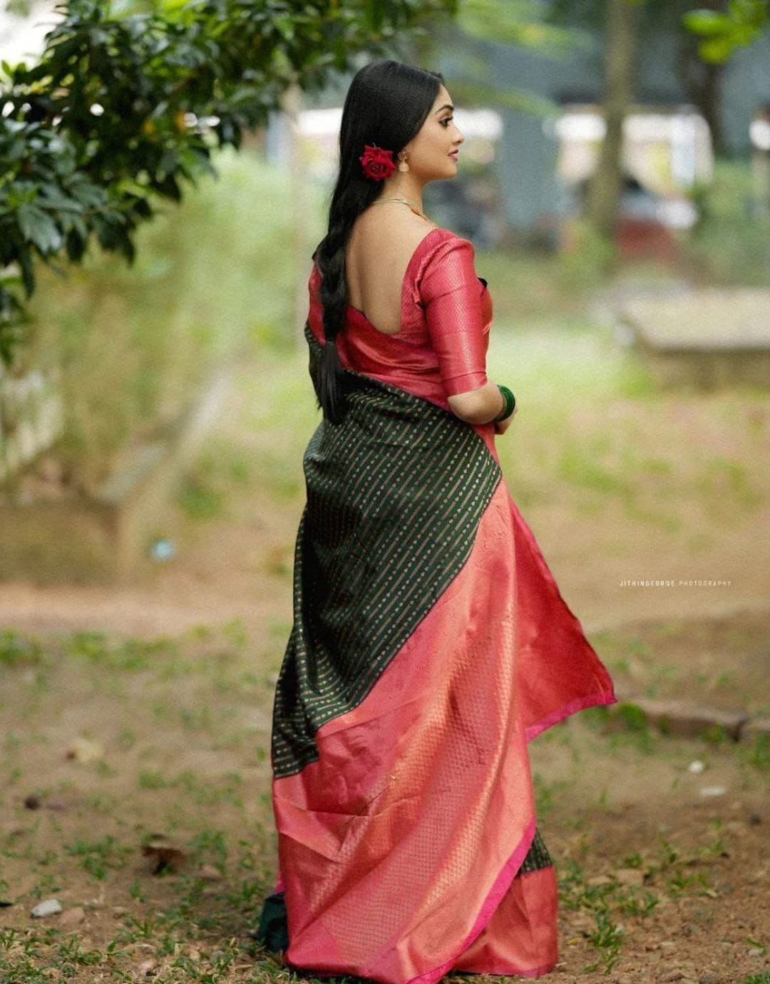 Aradhaya Green Banarasi Saree